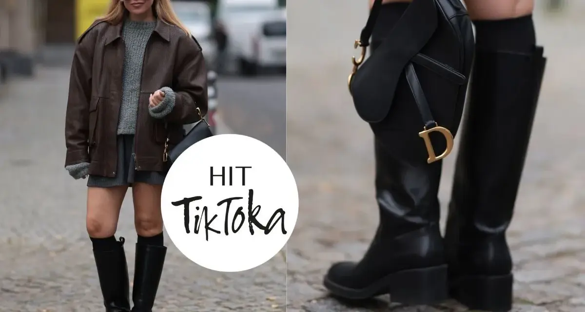 Kozaki z szeroką cholewką to hit TikToka! Stylowe, czarne, wysokie buty idealnie pasują do jesiennych stylizacji.